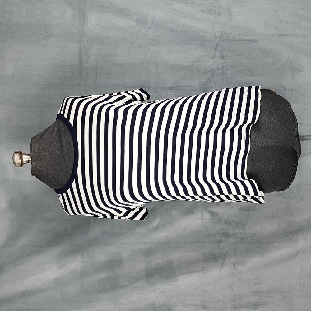 K&C Short Sleeve, Navy & White Striped Top - 1X